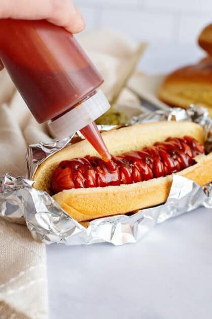 Adding the secret sauce to Copycat J Dawgs Hot Dog