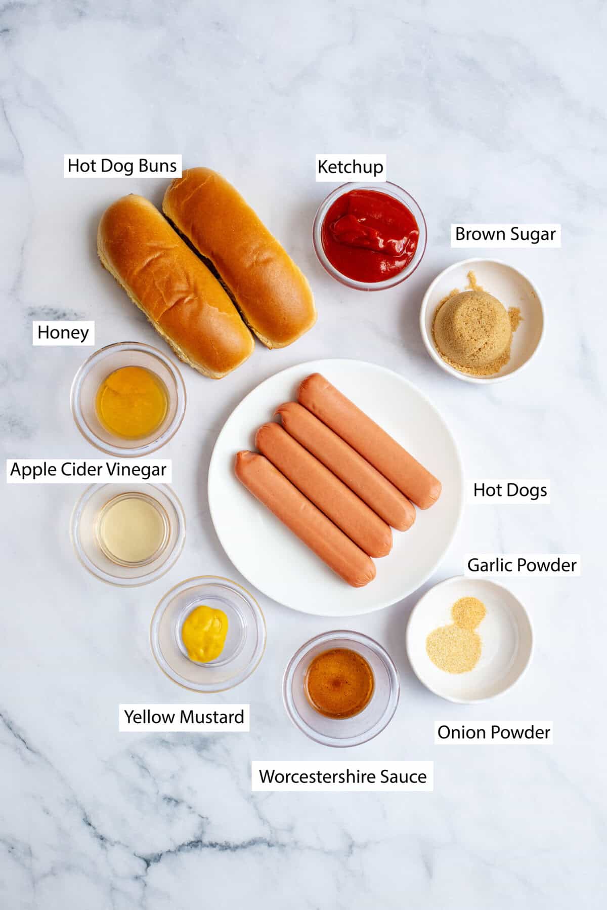 ingredients for Copycat J Dawgs Hot Dogs