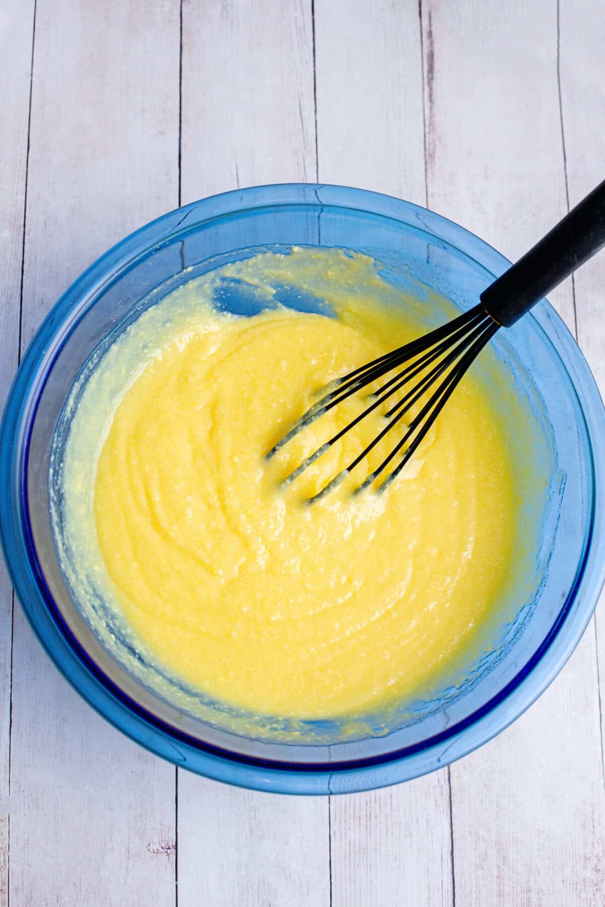 Pudding mix in a mixing bowl