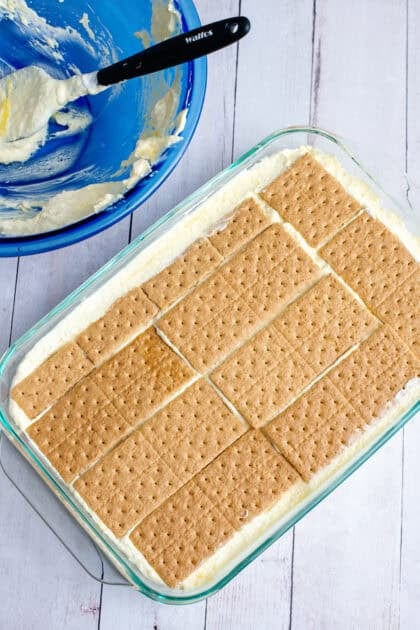 Adding the final layer of graham crackers
