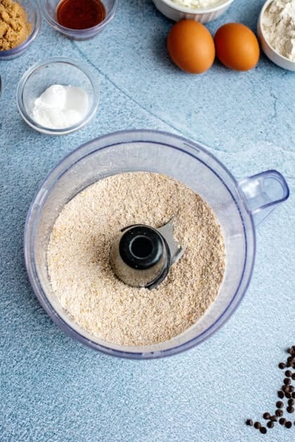 Ground oats in a food processor