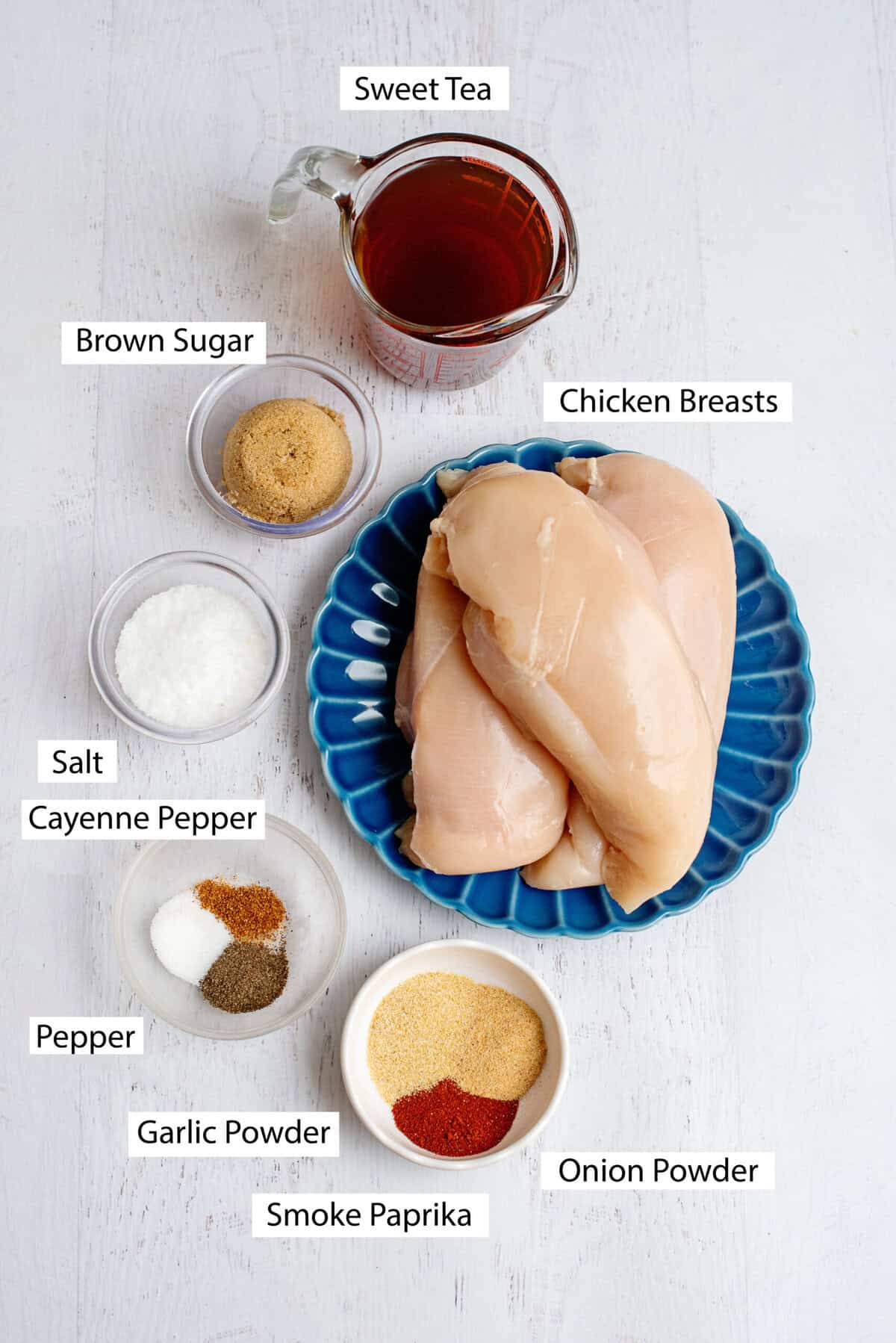 Ingredients for sweet tea brined chicken