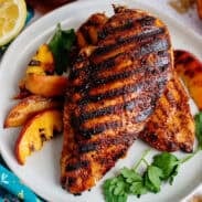 A plate of sweet tea brined chicken with garnish