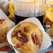 Butter pecan muffin with a cup of coffee