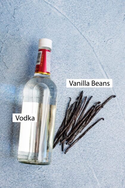 Vodka and vanilla beans, the two ingredients for homemade vanilla extract